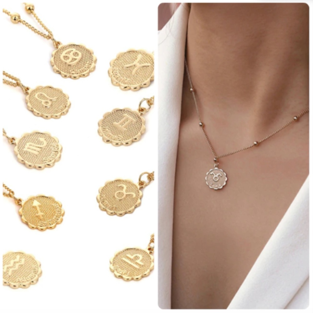 Zodiac Sign Astrological Beaded Gold Necklace - Picture 6 of 12